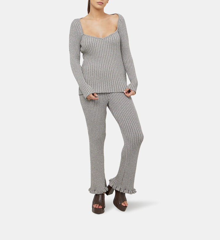 Lurex Cote Ribbed Flared Pants Lurex Cote Ribbed Flared Pants