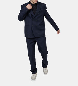 Striped Double-breasted Suit Jacket