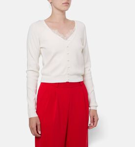 The Kooples Lace Detail V-neck Cardigan, Model View