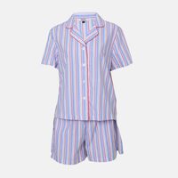 Stripped Button-down Shorts Pajama Set