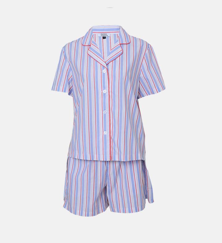 Stripped Button-down Shorts Pajama Set