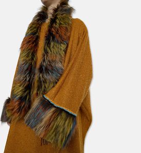 Dalia Al Azem Beaded Faux-fur Open-front Abaya, Model View