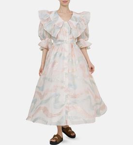 فستان ميتاليك بأكمام ثلاثة أرباع