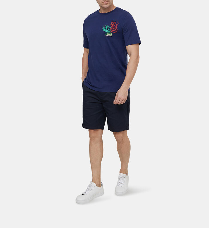 Coral Embroidered Short-sleeved T-shirt
