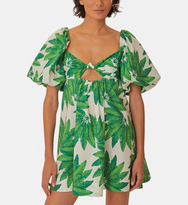 فستان قصير بطبعة أشجار النخيل