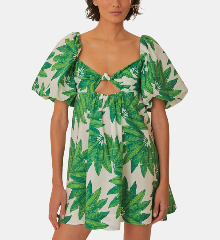 Palms Fan Printed Mini Dress Palms Fan Printed Mini Dress