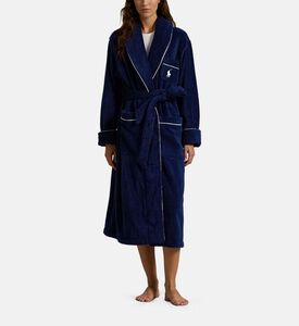 Polo by Ralph Lauren Logo-detail Tie Belt Night Robe, Dark-blue, S-m, Model View