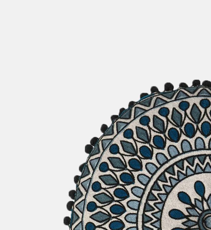 Gaddi Embroidered Pompom Filled And Vaccumed Cushion