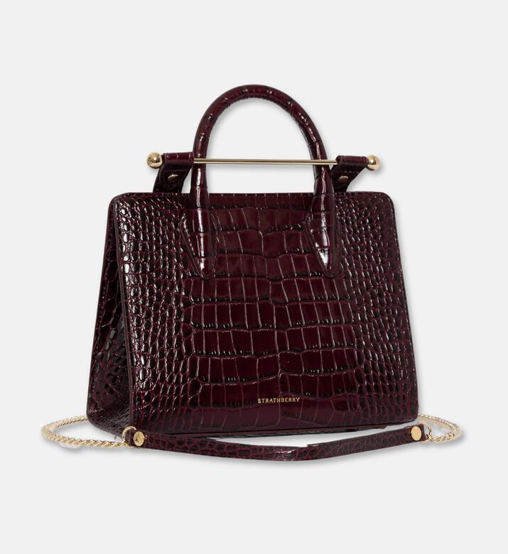 Strathberry The Strathberry Mini Tote Bag, Burgundy, Packshot View