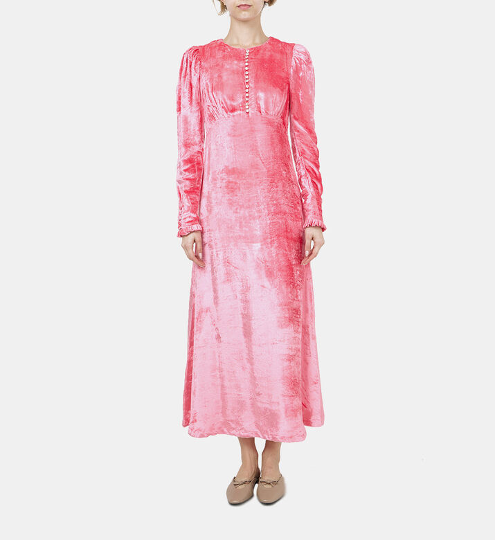 Puffed-shoulders Velvet Dress