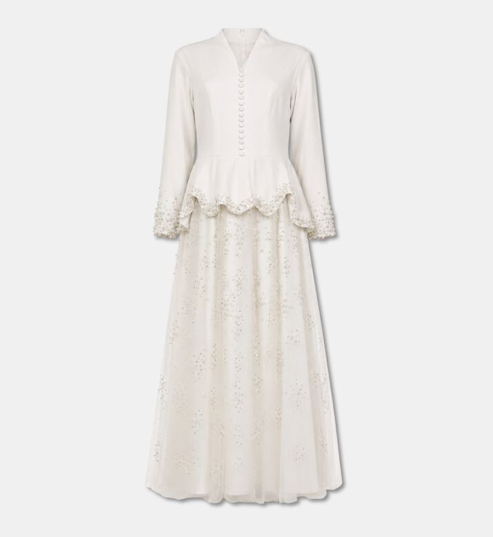 Suzy Matar Pearl-embellished Peplum Gown, Packshot View