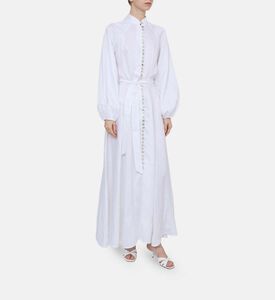 فستان واسع بصف أزرار كلاسيكية