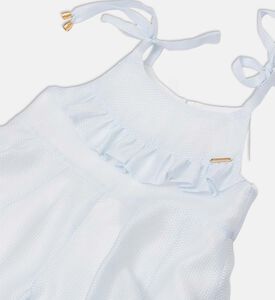 فستان بقصة هرمية مكشكش بأكتاف مربوطة قابلة للتعديل