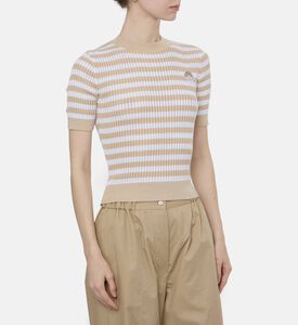 Patou Ribbed Knit Striped Top, Model View