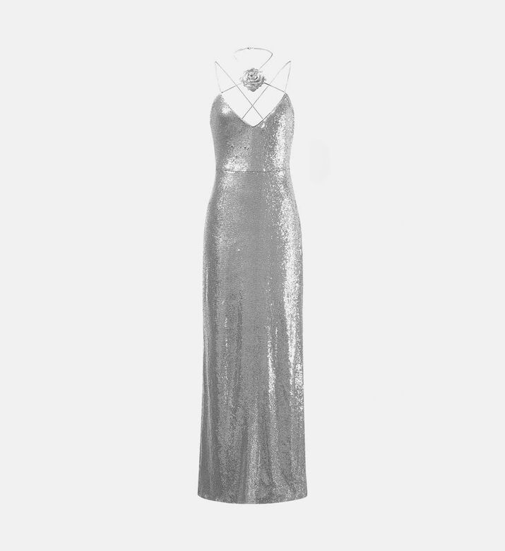 Heisey Sequined Rosette Maxi Dress