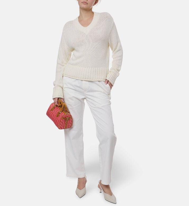 Samsoe Cropped V-neck Sweater, Model View