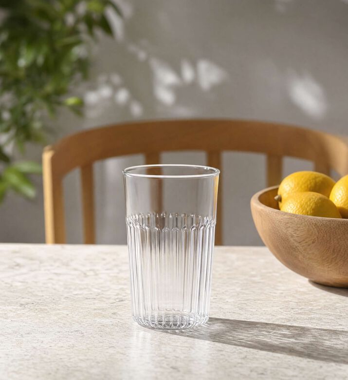 Salt and Pepper Brew Ribbed Glass 4-piece Set, Clear, 475-ml, Model View