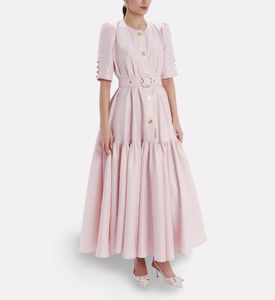 Poca and Poca Belted Tiered A-line Dress, Model View