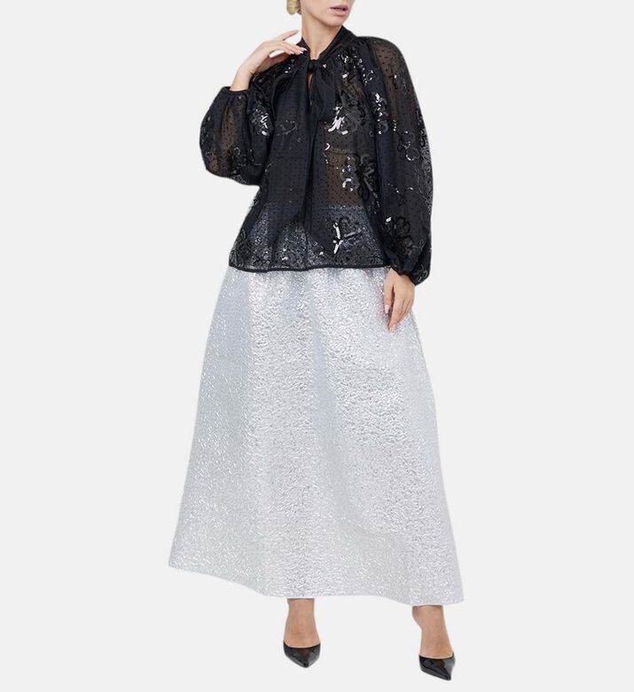 Peau D Ane Elastic Waist Midi Skirt