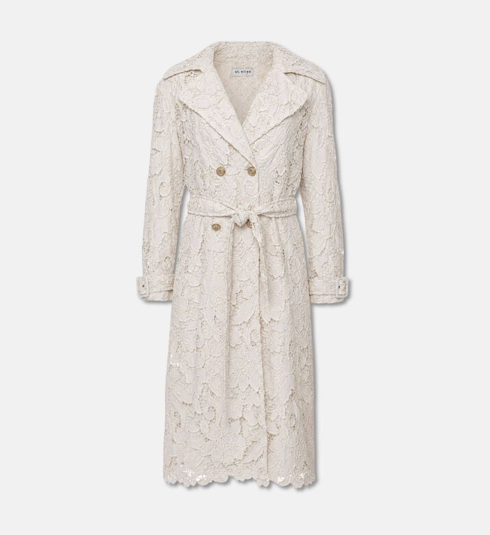 Alice + Olivia Lace Belted Trench Coat, Packshot View