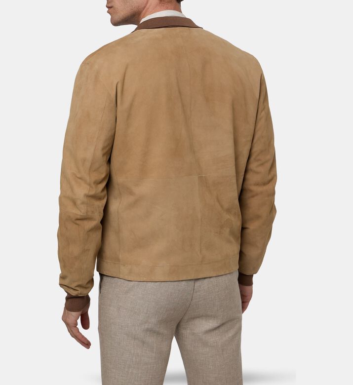 Corneliani Contrast Knit Collar Bomber-style Jacket, Model View