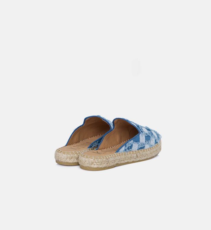 حذاء مفتوح من خلف دنيم بنقشة مربعات