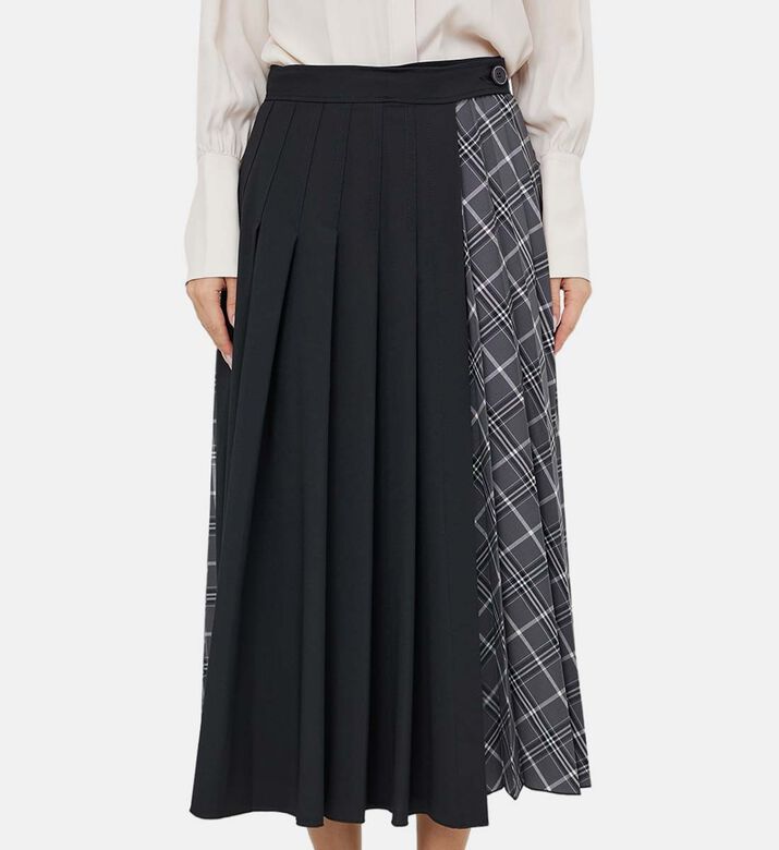 Pleated Checkered Wrap Skirt Pleated Checkered Wrap Skirt