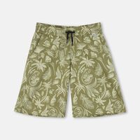 Elastic Waistband Tropical Print Slip Pockets Shorts