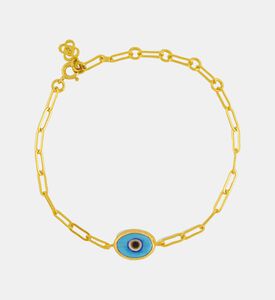 Ottoman Hands Chain Evil Eye Bracelet, Blue, Packshot View