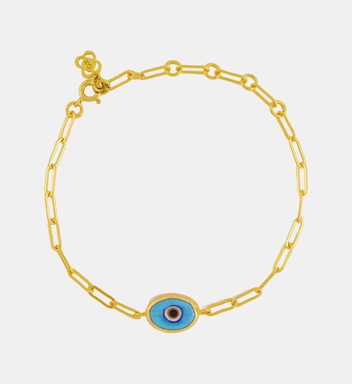 Ottoman Hands Chain Evil Eye Bracelet, Blue, Packshot View