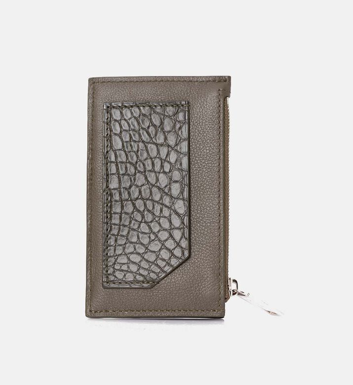 Camille Fournet Alligator Calf Leather Wallet, Khaki, Packshot View