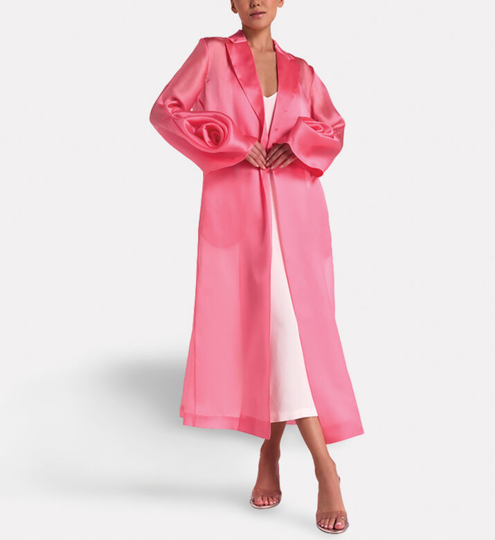 Savanna Silk Organza Summer Coat, Pink, S-m, Model View