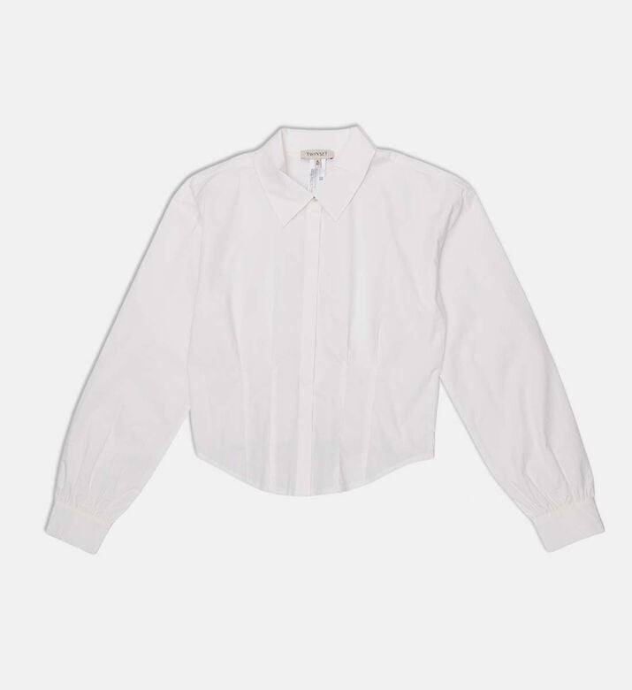 Puffy Long-sleeve Cropped Shirt
