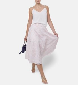 Blue For Burgundy Two-tone Floral Brocade A-lime Maxi Skirt, Model View