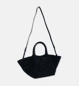 Demellier The Midi New York Suede Tote Bag, Black, Packshot View
