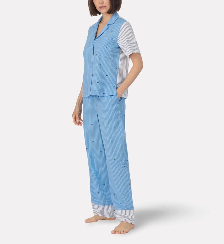 DKNY Viscose Striped Long Pajama Set, Model View