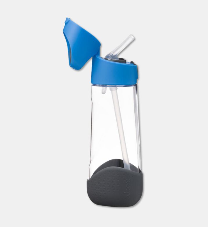 B.Box Push-button Flip Lid Straw Bottle, Blue, Packshot View