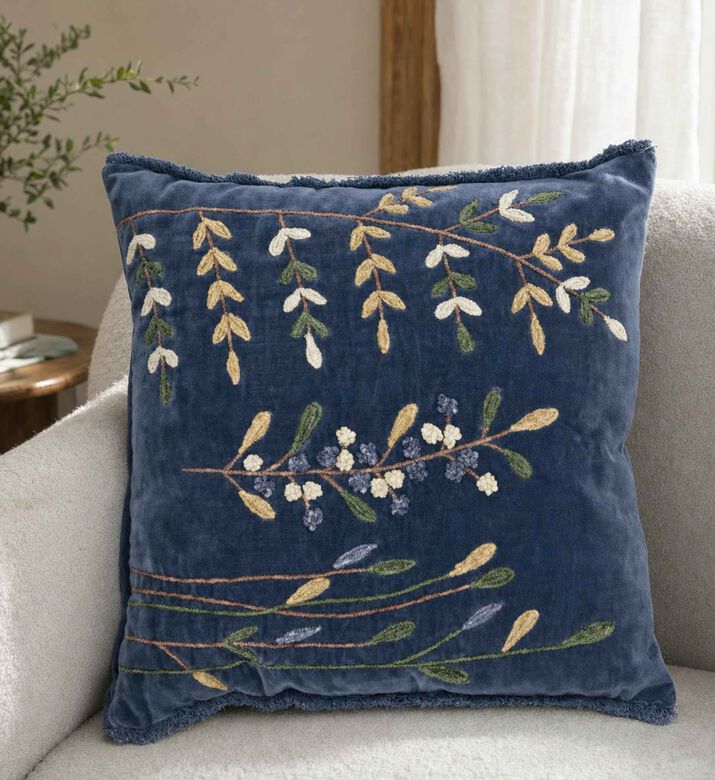Home Deco and More Azalea Embroidered Filled Cushion, Model View