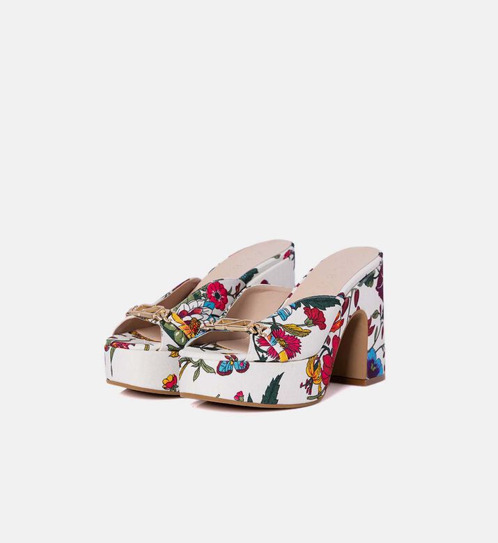 Floral Canvas Platform Mules