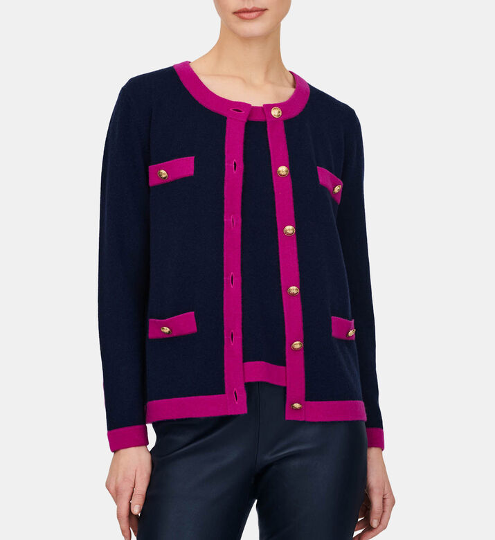Contrasted Button-down Cardigan