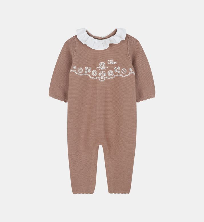 طقم قطعتين محبوكتين بياقة مكشكشة