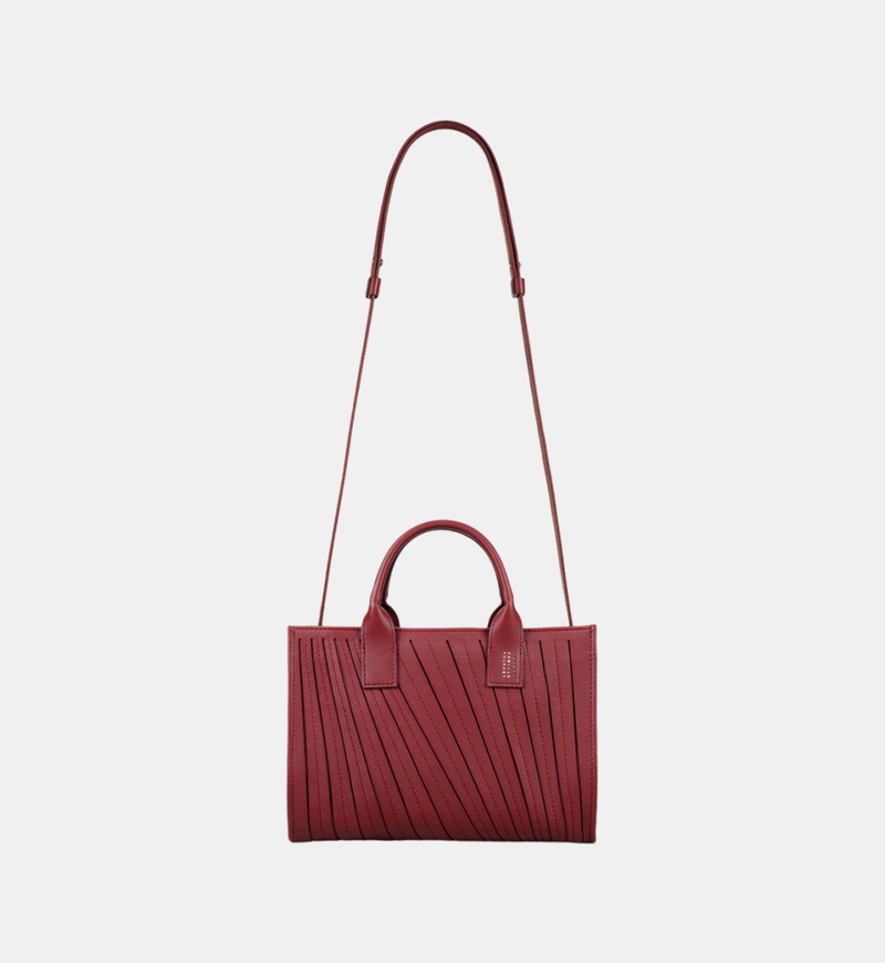 Signature Calf Leather Pleated Midi Tote Bag