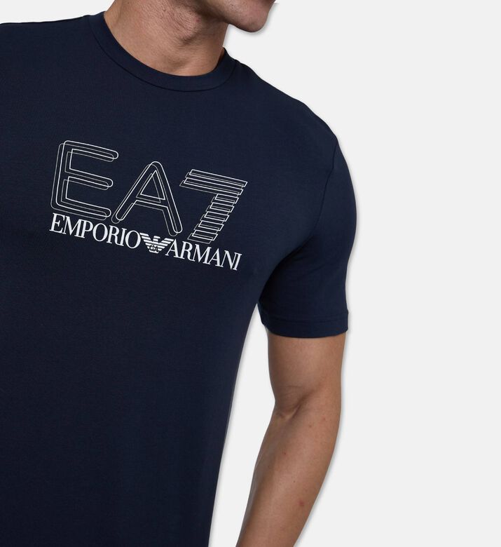 EA7 Short-sleeve Crewneck T-shirt, Blue, L, Model View