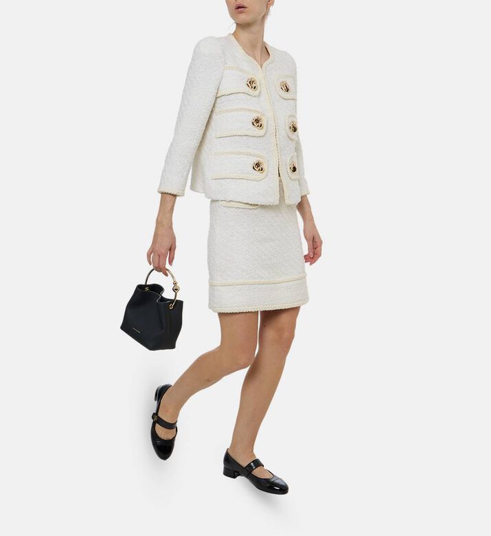 Edward Achour Paris Gold Buttons Tweed Jacket, Model View