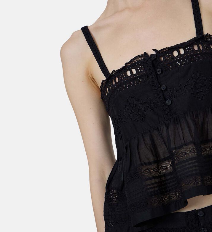 Crochet Trim Halter Neck Top