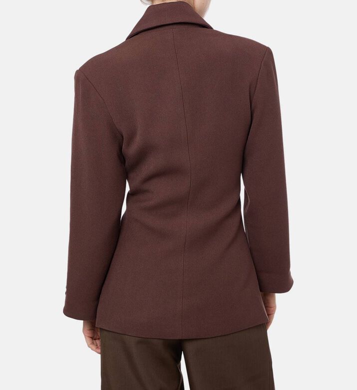 Source Unknown Button Closure Long-sleeve Blazer, Brown, M-l, Model View