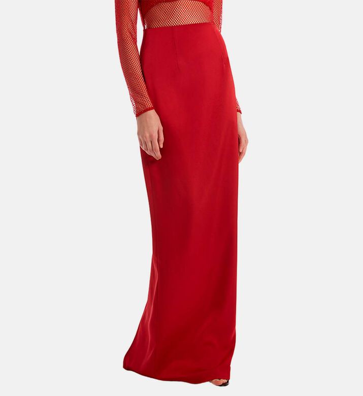Satin High Leg Maxi Skirt