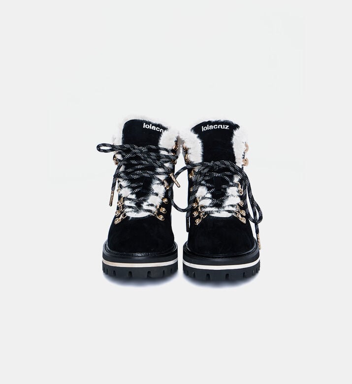 Suede Leather Fur Trim Boots