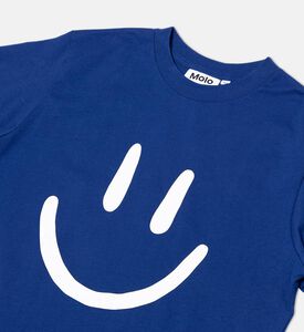 Molo Roxo Smiley Face-print T-shirt, Blue, 2y, Packshot View