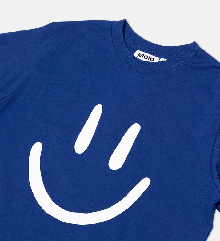 Molo Roxo Smiley Face-print T-shirt, Blue, 2y, Packshot View